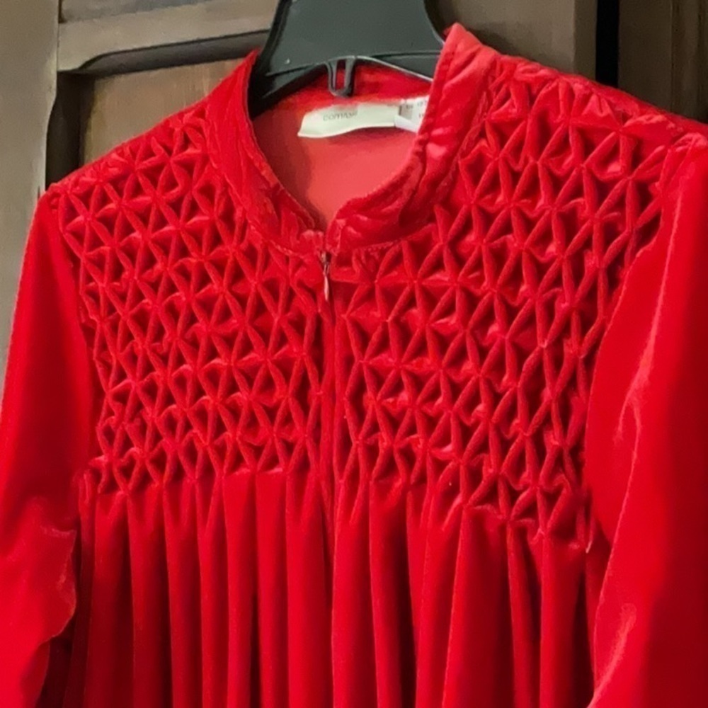 Comfort Choice Red Soft Full Length Vintage Housecoat Size 1X